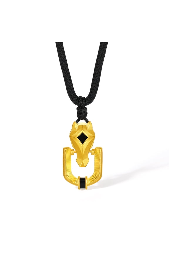 24K Gold Pendant Necklace Zodiac Horse for Women Men 65-75cm A0420948