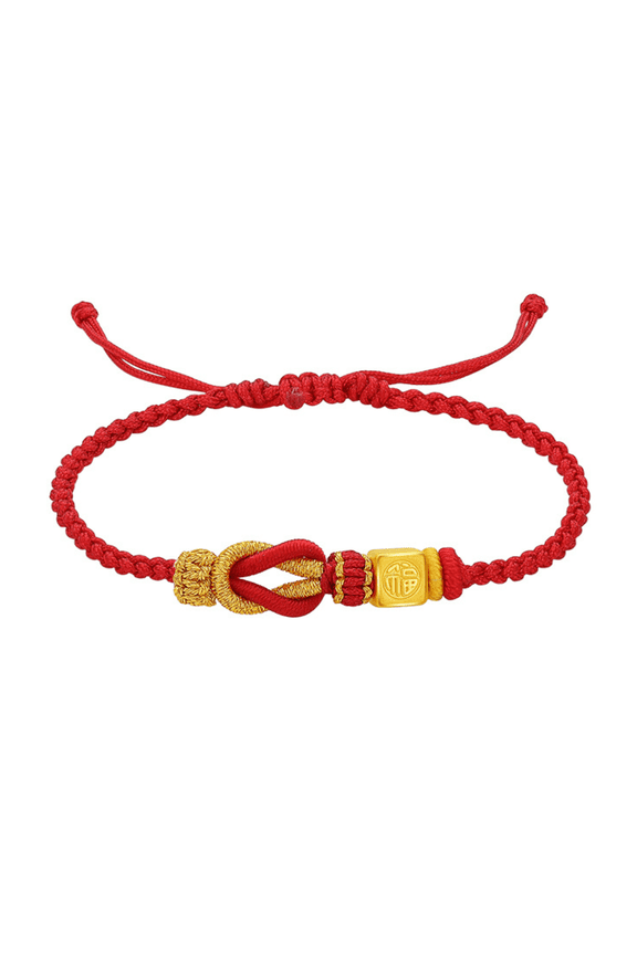 24K Gold Red Cord Bracelet Lucky Fu Jewelry for Women A1721701