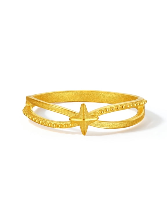 24K Gold Ring Thin Hollow Stackable Band Fashion Jewelry for Women A0113730