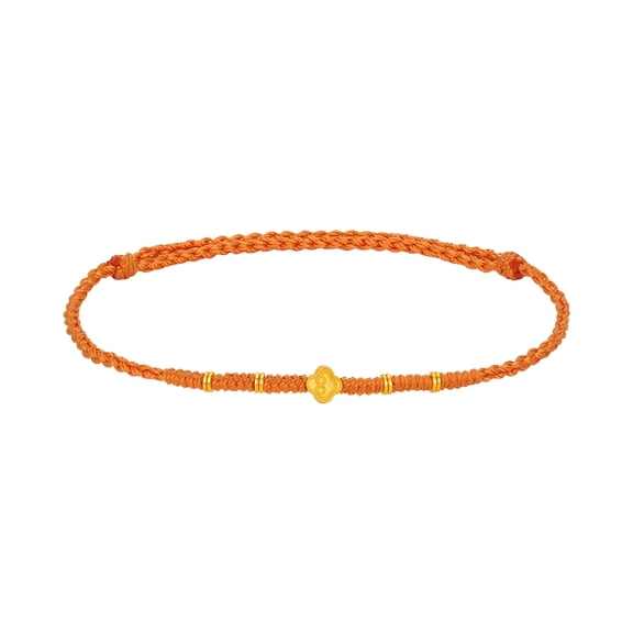 ZHOU LIU FU 24K Gold Ruyi Charm Bracelets - Dainty Lucky Red String Bracelet Fine Jewelry Birthday Anniversary for Women 8.7"