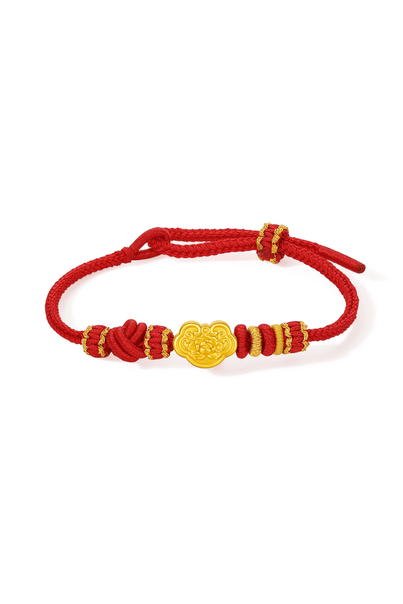 24K Gold Ruyi Charm Bracelets Red Braided Rope Lucky Gifts for Women A1725073