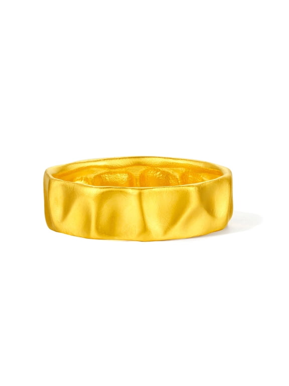 24K Gold Wide Band Ring for Women Men - Dainty Stackable Chunky Band Jewelry Gift Size US 5-10.5