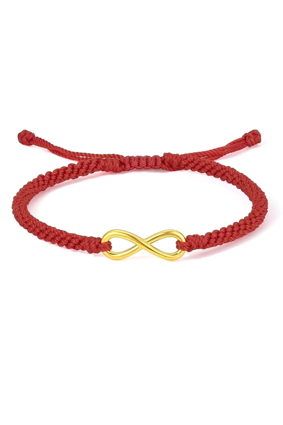 24K Real Gold Bracelets Adjustable Charm Love Infinite Gold Jewelry Red Braided for Women Men Couple Lover A1710805