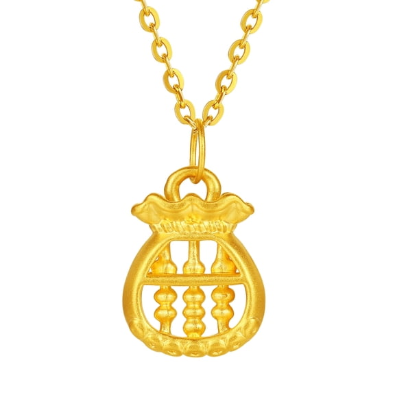 ZHOU LIU FU 24K Solid Gold Pendant Lucky Bag Abacus Polished Jewelry Women Daily Wear Birthday Gift A0414678