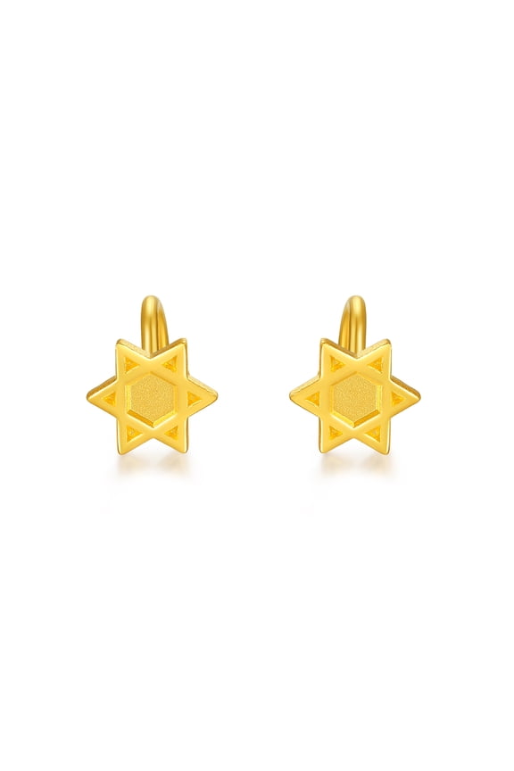 24K Solid Gold Star of David Stud Earrings Minimalist Six-Pointed Star Earrings Jewelry For Her Women Birthday Gift