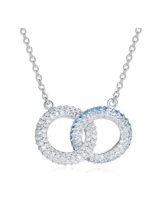 925 Sterling Silver CZ Interlocking Infinity Circle Necklace for Women Wife Mom Hypoallergenic Jewelry Valentine's Day Anniversary Mother's Day Gfit