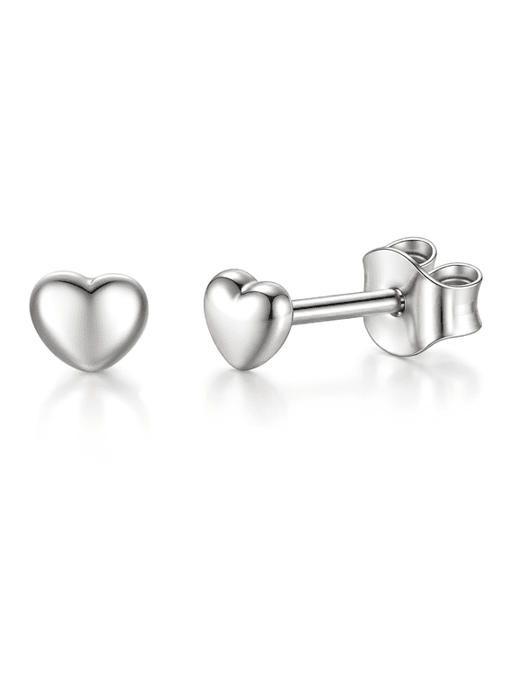 925 Sterling Silver Heart Stud Earrings for Women, Handmade Dainty Love Hypoallergenic Earrings Birthday Valentine Gift for Her Mom