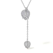 ZHOU LIU FU 925 Sterling Silver Tulip Y Lariat Necklace for Women CZ Pendant Hypoallergenic Chain Flower Jewelry Gifts