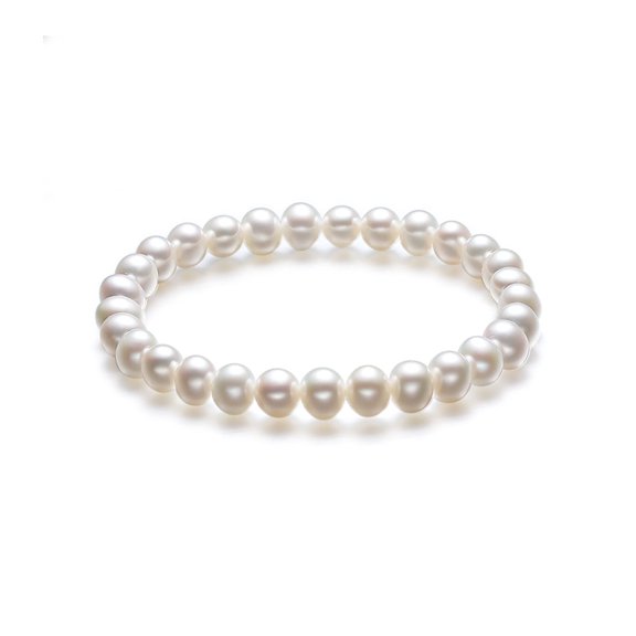 ZHOU LIU FU Beaded Bracelet Oval White Freshwater Pearl Stretch Bracelet for Women 17cm X1910248