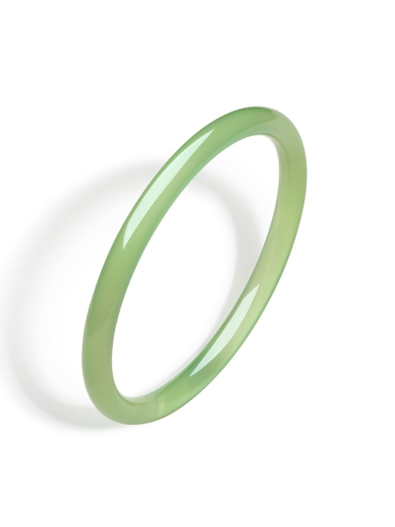 Chalcedony Jade Bangle Bracelets for Women Handmade Green Chalcedony Round Bracelet Natural Gemstone Lucky Jewelry Gift Her Mom