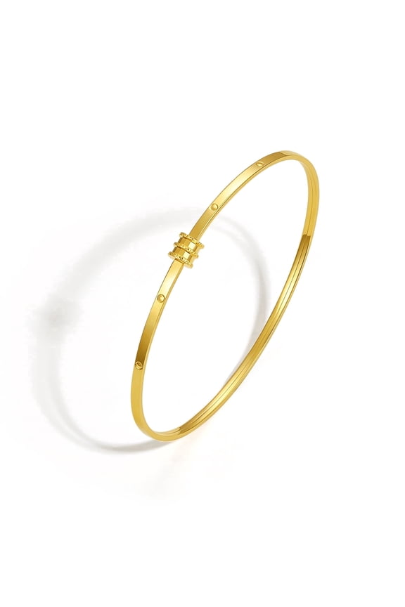Elegant 18K Gold Minimalist Bangle Bracelet for Women 60mm C109248
