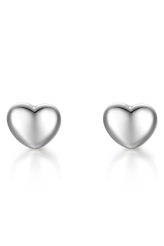 Hypoallergenic 925 Sterling Silver Heart Stud Earrings, Dainty Simple Love Heart Earrings for Women
