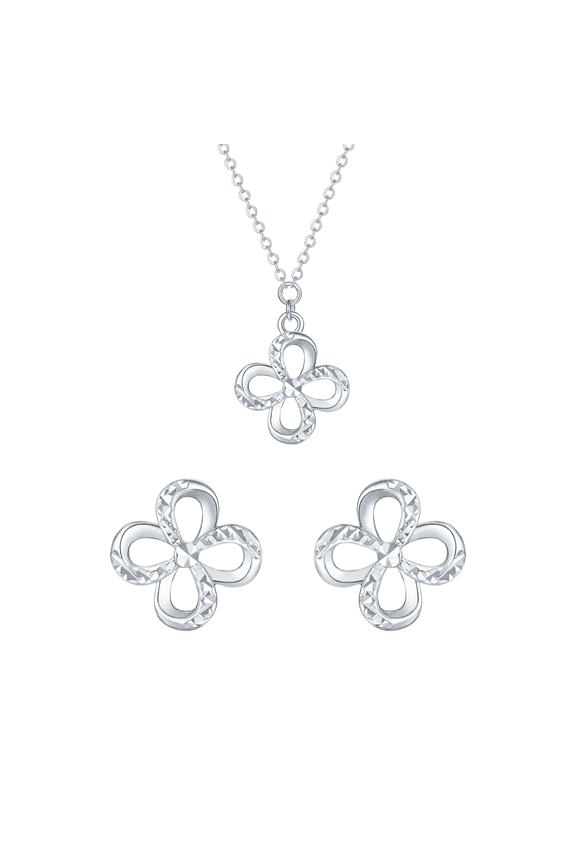 PT950 Hollow Jewelry Set with Four Leaf Clover Daily Gift for Women