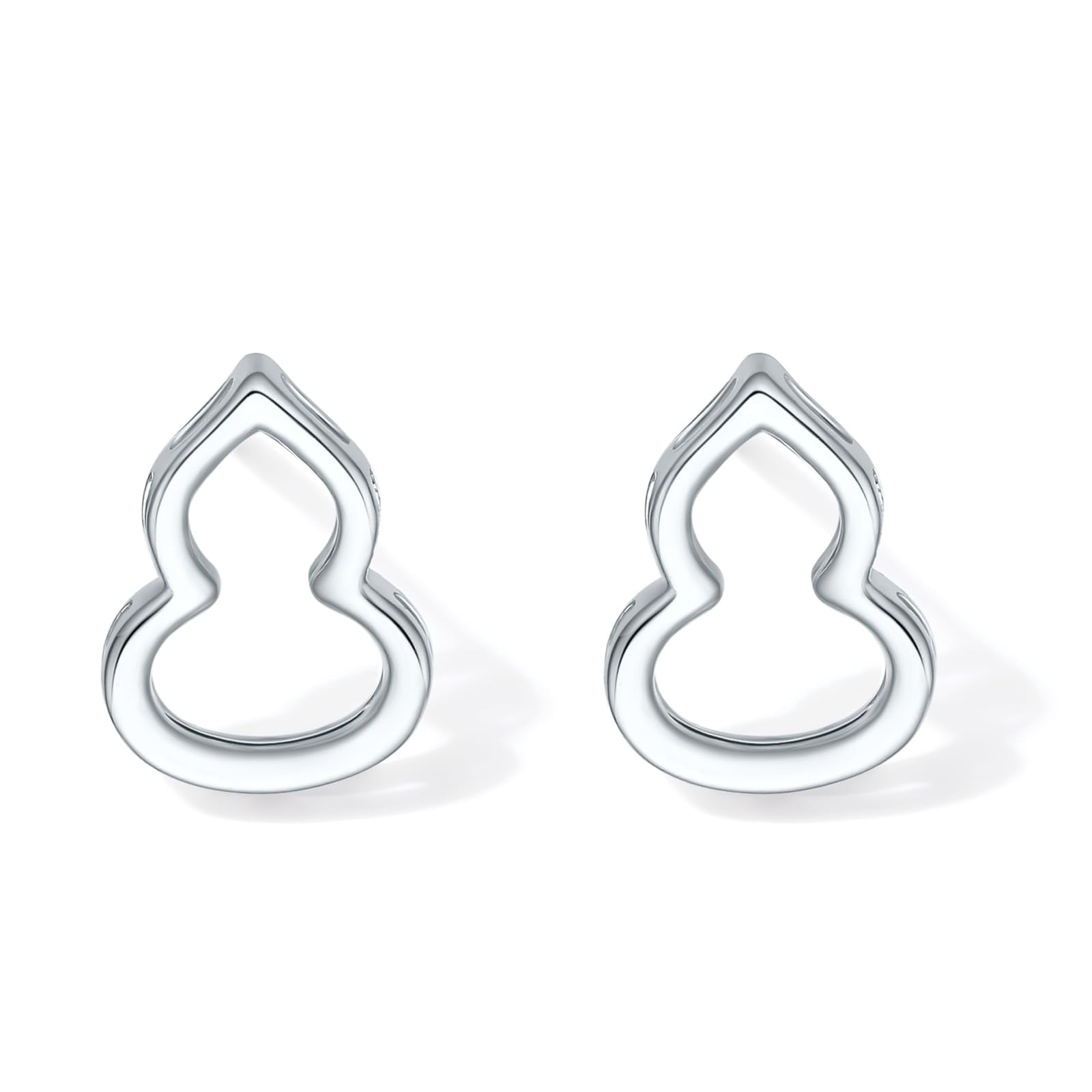 ZHOU LIU FU PT950 Platinum Gourd Earrings Delicate Lucky Hulu Studs Hollow Design Hypoallergenic Earrings for Women Mom Daughter Birthday Anniversary B0914323