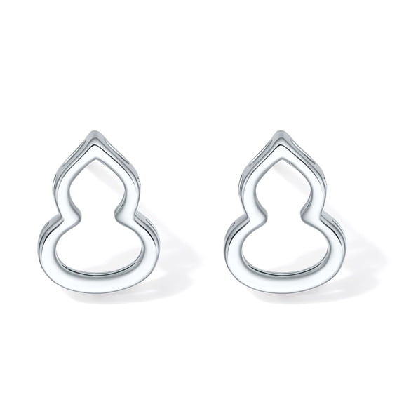 ZHOU LIU FU PT950 Platinum Gourd Earrings Delicate Lucky Hulu Studs Hollow Design Hypoallergenic Earrings for Women Mom Daughter Birthday Anniversary B0914323