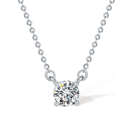 ZHOU LIU FU PT950 Platinum Round Cut Diamond Pendant Necklace for Women | 0.2 CTW | I-J Color | VS Clarity | Adjustable 16-18 inches Chain