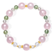 ZHOU LIU FU Rose Quartz Stretch Bracelet for Woman Energy Bracelet with 24K Gold Apatite Pearl & Moonstone - Multi Gemstone Healing Jewelry Bestie Gift