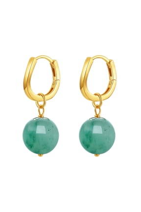 S925 Silver Hinged Back Earrings Round Quartz Jade for Women J0916171