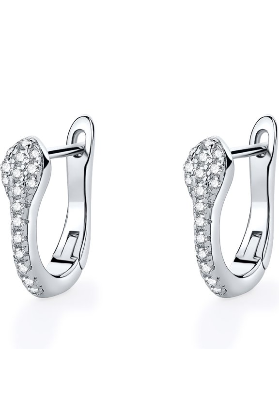 Snake Hoop Earrings with Cubic Zirconia 925 Sterling Silver Hypoallergenic Earrings Dainty Jewelry for Women