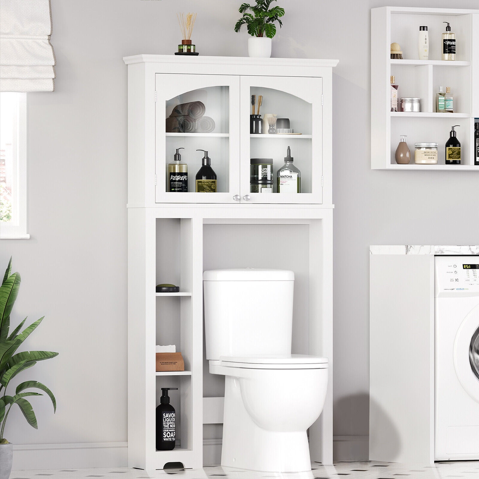 ZHOUB Bathroom Cabinet Over Toilet, Bathroom Storage Cabinet with Glass ...