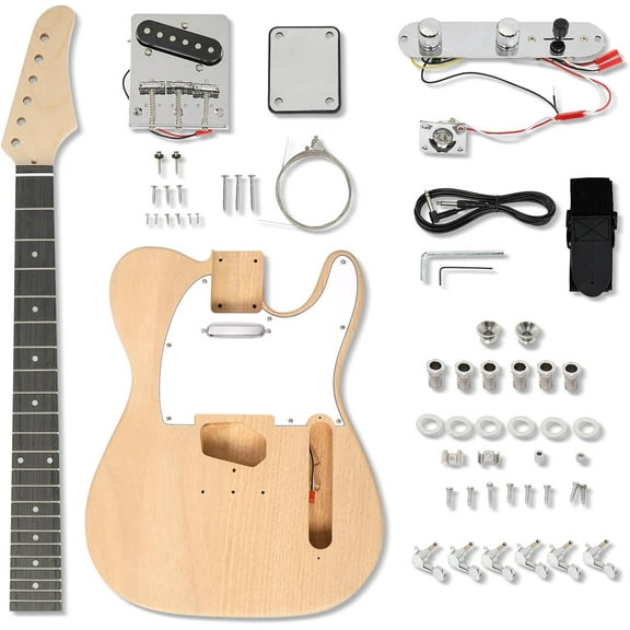 ZHOUB DIY Electric Guitar Kit, 6-String, Mahogany Body, Full Equipment for Build Your Own Guitar