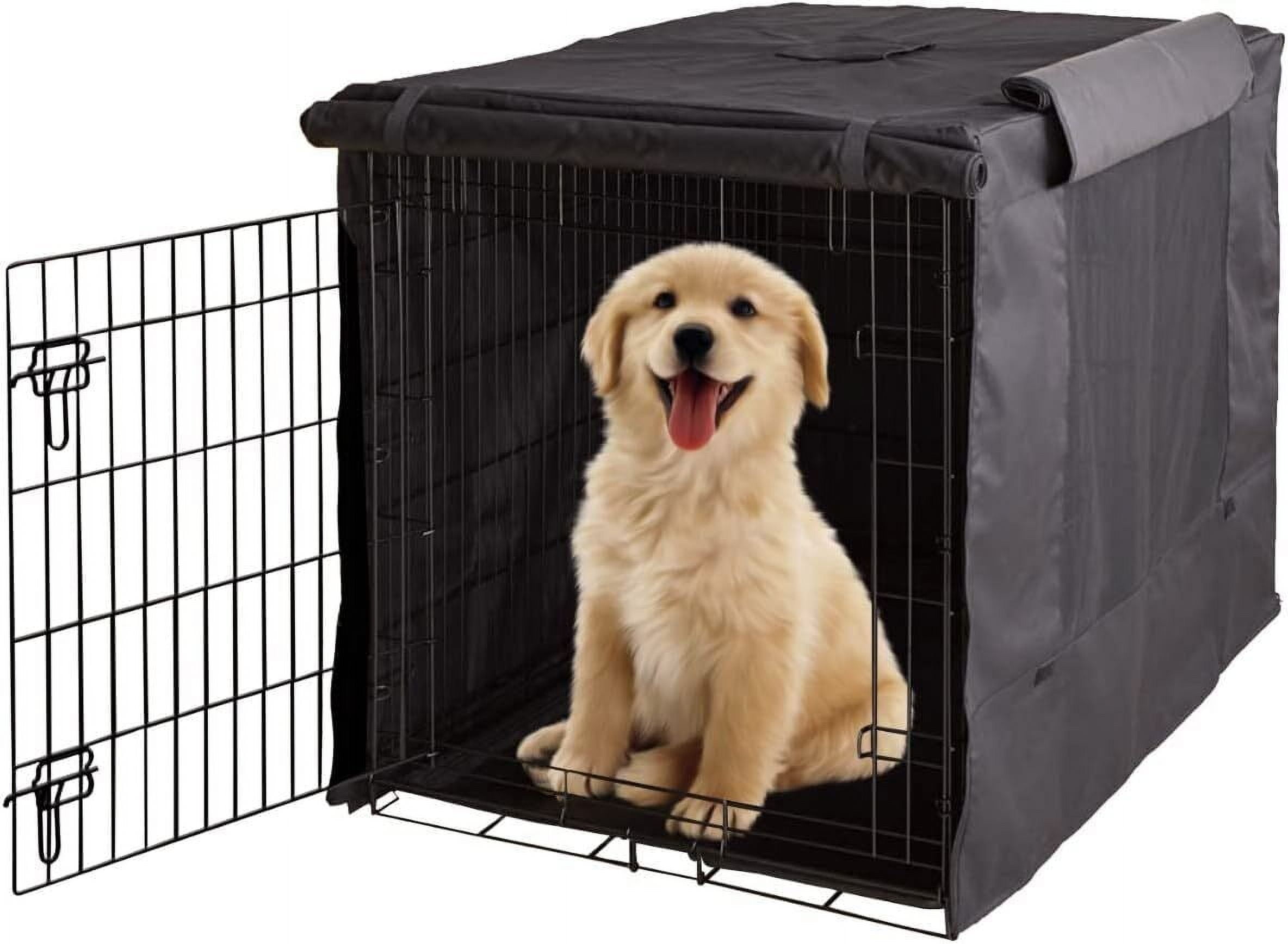 ZHOUB Durable Black Polyester Dog Crate Cover with Ventilated Design ...