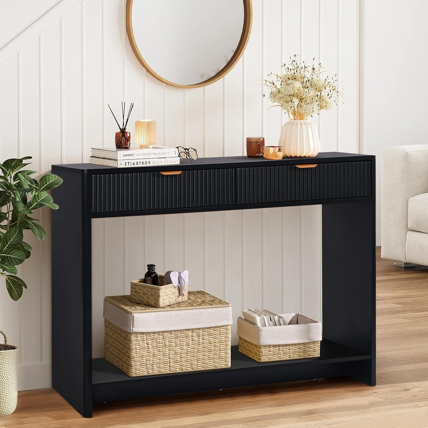 ZHOUB Entryway Table with Storage, Narrow Console Table with 2 Drawers ...
