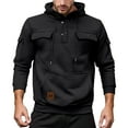 thumbnail image 1 of ZHOUCHANKIDS 2025 Mens Heavyweight Lined Hooded Sweatshirt Warm Winter Outdoor Sports Pullover with Multiple Pockets for Fall And Cold Weather Black, 1 of 5