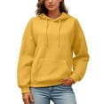 thumbnail image 1 of ZHOUCHANKIDS Airport Travel Ladies' Hoodie Women's Hoodies & Sweatshirts Stylish Casual Solid Color Sweatshirt with Long Sleeves and Round Neck Featuring Convenient Yellow XXL, 1 of 5