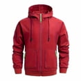 thumbnail image 1 of ZHOUCHANKIDS Autumn and Winter Men's Solid Color Zipper Sweatshirt Padded Hoodie Large, 1 of 4