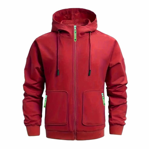 ZHOUCHANKIDS Autumn and Winter Men's Solid Color Zipper Sweatshirt Padded Hoodie Large