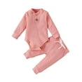 thumbnail image 1 of ZHOUCHANKIDS Baby Girls Winter Outfits Sets Warm Long Sleeve Romper Pants Two Piece Set Soft Comfy toddler Clothes for Daily Wear, 1 of 9