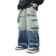 thumbnail image 1 of ZHOUCHANKIDS Boys Baggy Jeans Wide Leg Streetwear Chino Trousers with Pockets for Kids And Teens Durable Denim Trousers Comfortable Straight Leg Elastic Waist Outdoor Play Casual Wear, 1 of 5
