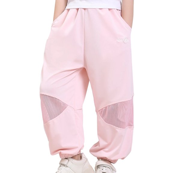 ZHOUCHANKIDS Boys Cargo Jogger Pants Lightweight Elastic Waistband Mesh Athletic Sport Pants Summer Play Trousers for Kids Outdoor Activities Wear 7-8 Years