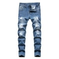 thumbnail image 1 of ZHOUCHANKIDS Boys Skinny Fit Ripped Distressed Denim Jeans Fashionable Stretch Comfortable Kids Pants for Casual Wear (Dark Blue #14, 14-16 Years), 1 of 7