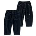 thumbnail image 1 of ZHOUCHANKIDS Boys Stretch Denim Pants for Kids Comfortable Casual Loose Fit Jeans with Elastic Waist for Outdoor School Daily Wear (Black-1, 3-4 Years), 1 of 3