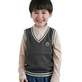 thumbnail image 1 of ZHOUCHANKIDS Boys Sweaters V Neck Color Block Knit Vest for Kids Warm Winter Pullover Casual Layering Navy Blue Vest for Boys Girls School Uniform 13-14 Years, 1 of 5