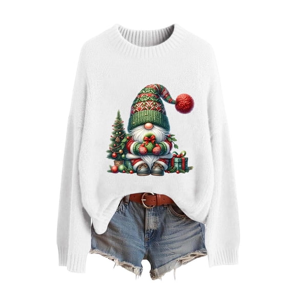 ZHOUCHANKIDS Classic Cute Sweaters Christmas Sweaters for Women with Fun Patterns and Animals Lightweight Sweaters Winter Outfits White S