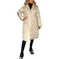 thumbnail image 1 of ZHOUCHANKIDS Elegant Long Quilted With High Gloss Finish And Notched Collar For Women Winter Fashion Outerwear Cozy Layering Beige XXXL, 1 of 4