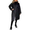 thumbnail image 1 of ZHOUCHANKIDS Elegant Long Quilted With High Gloss Finish And Notched Collar For Women Winter Fashion Outerwear Cozy Layering Black L, 1 of 4