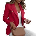 thumbnail image 1 of ZHOUCHANKIDS Fall Women's Blazers Casual Double Work Business Professional Suit Jackets with Pockets Red M, 1 of 4