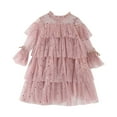 thumbnail image 1 of ZHOUCHANKIDS Girl Long Sleeve Tulle Dress Toddler Girls Long Sleeve Ruffles Dress for Dance Party and Casual Occasions Pink 12-18 Months, 1 of 4