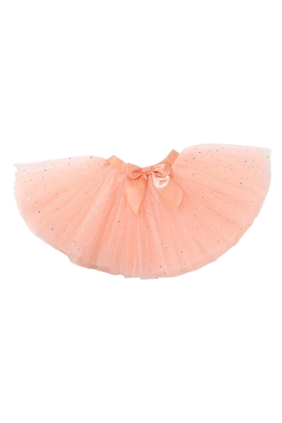 Girls Carnival Dance Performance Tutu Skirt With Sparkling Glitter Sequins Layered Ballet For Party Play Dress Up Orange 9-12 Years