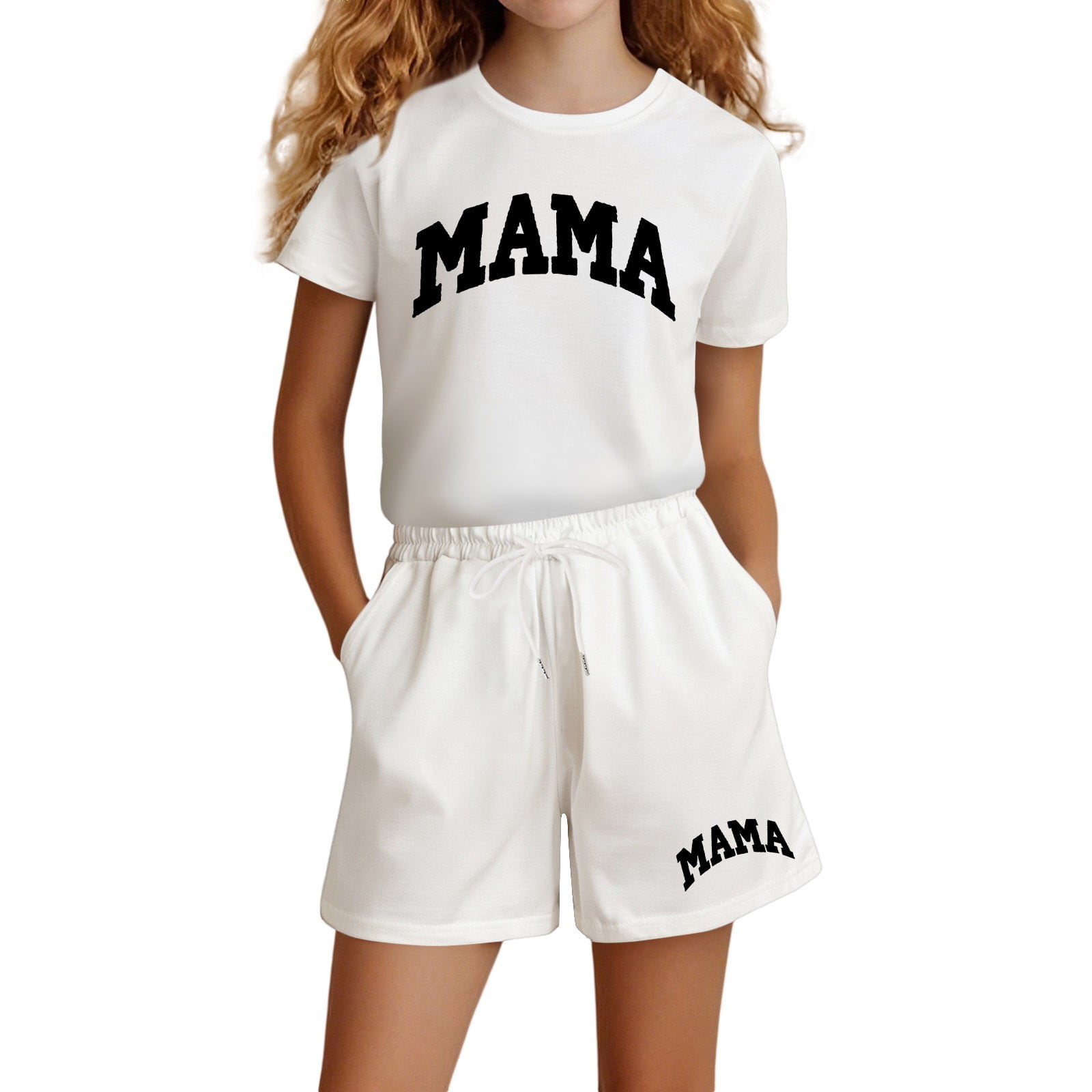 ZHOUCHANKIDS Girls Fashion Letter Print Casual Outfit Loose Fit Short ...
