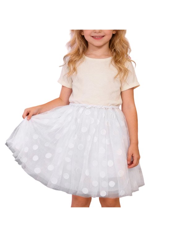 Girls Layered Rainbow Tutu Skirt Dance Dress Ruffle Tiered Clubwear White 3-4 Years