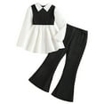 thumbnail image 1 of ZHOUCHANKIDS Girls Outfits & Sets Asymmetrical Knit top with Flared Pants Fashionable Two Piece Set for toddler and Kids, 1 of 9
