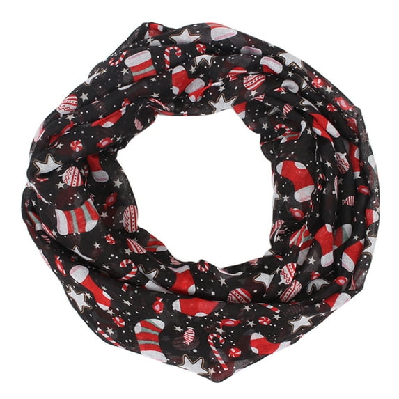ZHOUCHANKIDS Holiday Christmas Pattern Print Women's Infinity Scarf Lightweight Red S