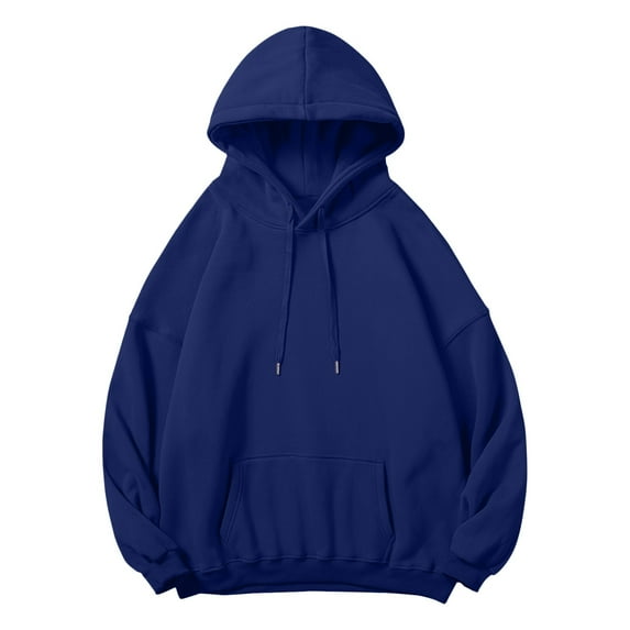 ZHOUCHANKIDS Hoodies Sweatshirt for Men Pullover Lightweight Oversized Drop Shoulder Casual Warm Lined Fall Winter Soft Comfortable Athletic Streetwear Blue