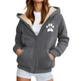 thumbnail image 1 of ZHOUCHANKIDS Hoodies for Women Winter Fleece Sweatshirt - Full Zip Up Thick Sherpa Lined Hooded Jacket Grey XXXL, 1 of 5