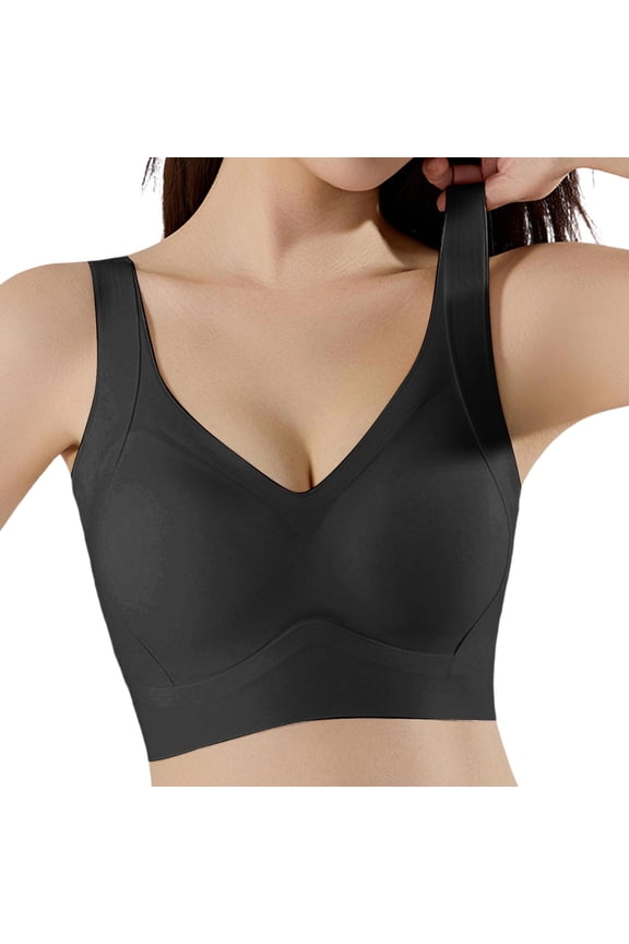 Ice Silk Bra for Women Seamless Ultra-Thin Wireless Plus Size Bras Comfort Breathable Cool Lightly Sports Bralettes Black L